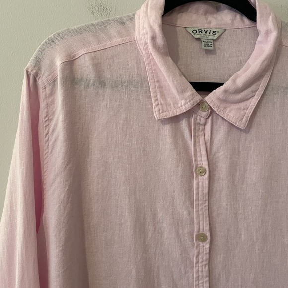 Orvis Womens Linen Blend Button Up  Pastel Pink XXL Resort Lagenlook Minimalist - Picture 4 of 11